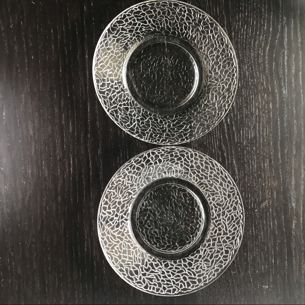 Vintage Crackled Glass Plates Set of 2